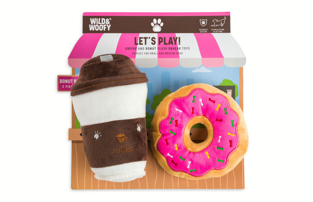 Coffee and Donut Plush Squeak Toy